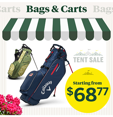 Tent Sale Savings Sale On Golf Bags And Push Carts! Shop Now!