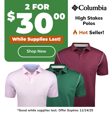 FLASH SALE: Columbia High Stakes Polos NOW ONLY 2 For $30! Shop Now!