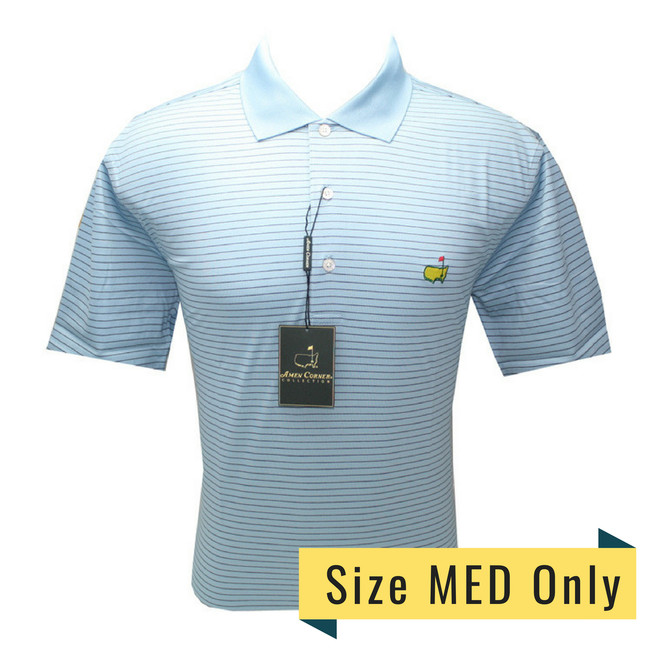 Masters Amen Corner Sky Blue and Navy Striped Polo