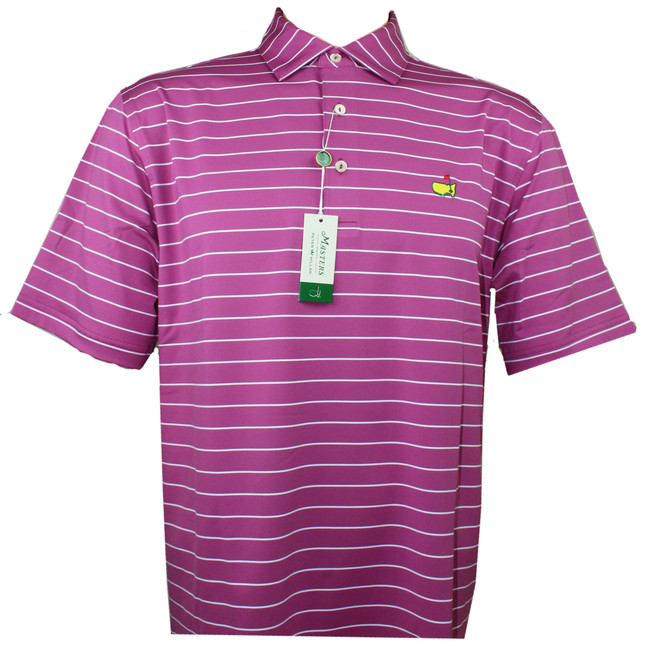 Masters Peter Millar Rosebud & White Stripe Performance Tech Golf Shirt