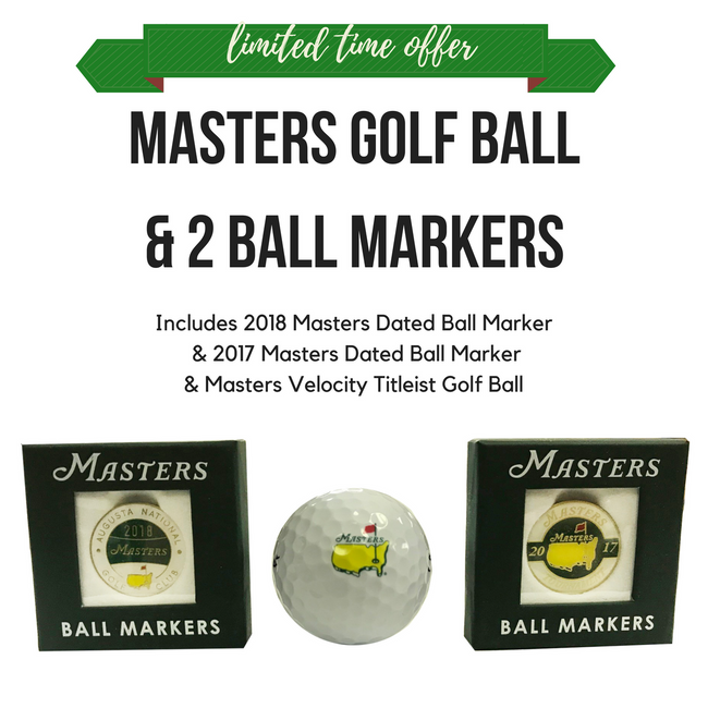 Masters 3 Bundle -Titleist Golf Ball, 2017 & 2018 Ball Markers