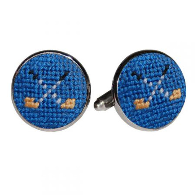 Blue Needlepoint Golf Club Cufflinks designed by Smathers and Branson
