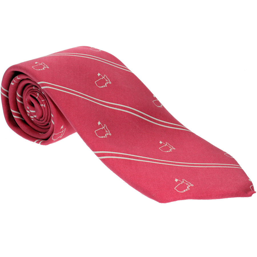 Masters Pink Tie With White Stripes & Logo