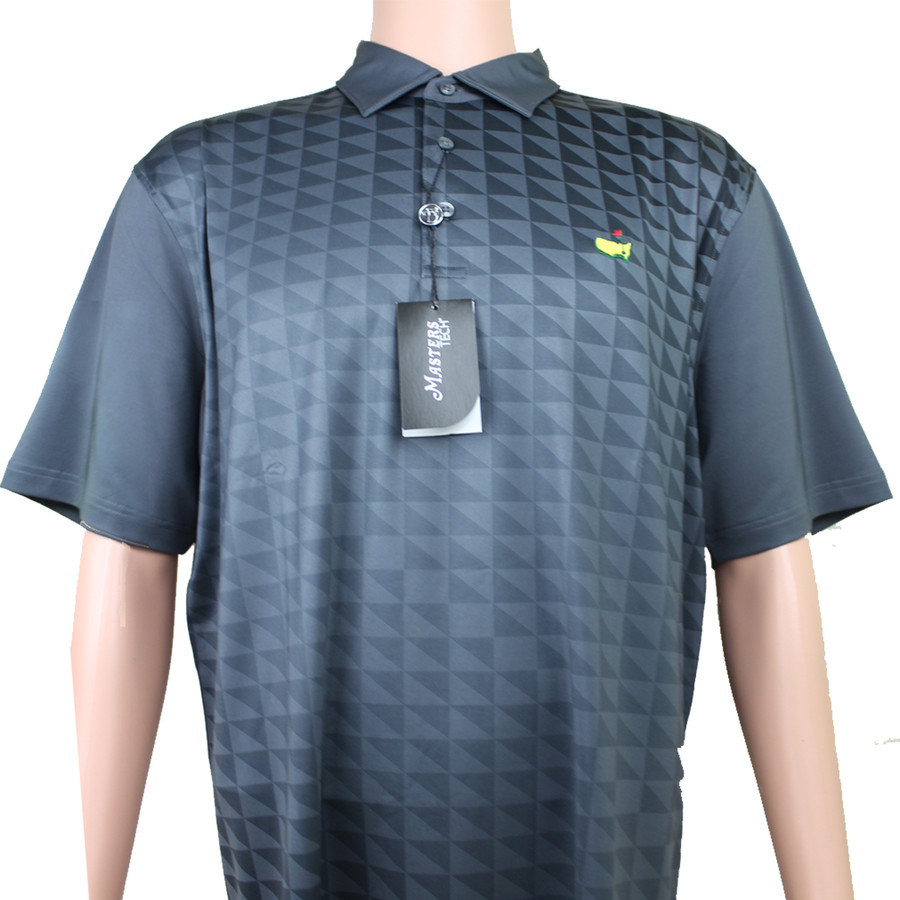 Masters Performance Tech Golf Shirt - Black & Light Grey Pattern