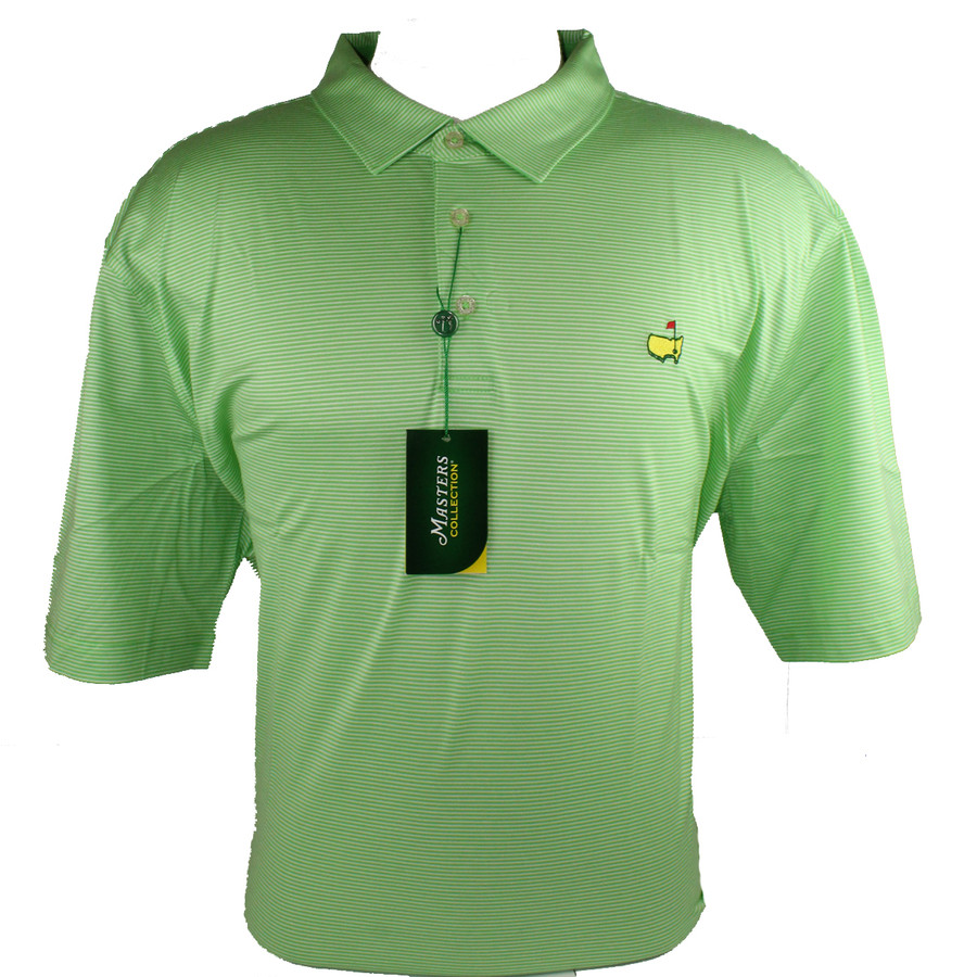 Masters Jersey Summer Green & White Striped Golf Shirt