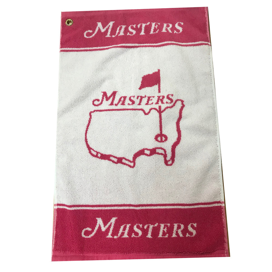 Masters Woven Golf Towel - Pink & White