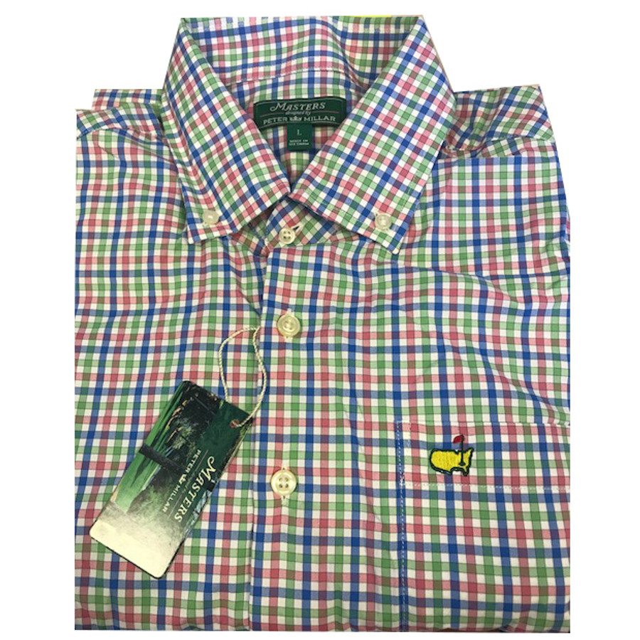 Masters Peter Millar Checkered Pink Blue and Green- Long Sleeve