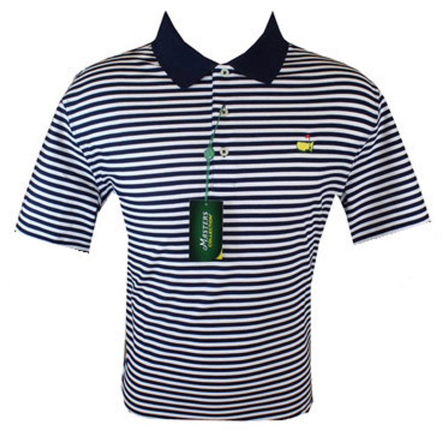 Masters Polo Shirt - Navy/White Striped 100% Pima Cotton