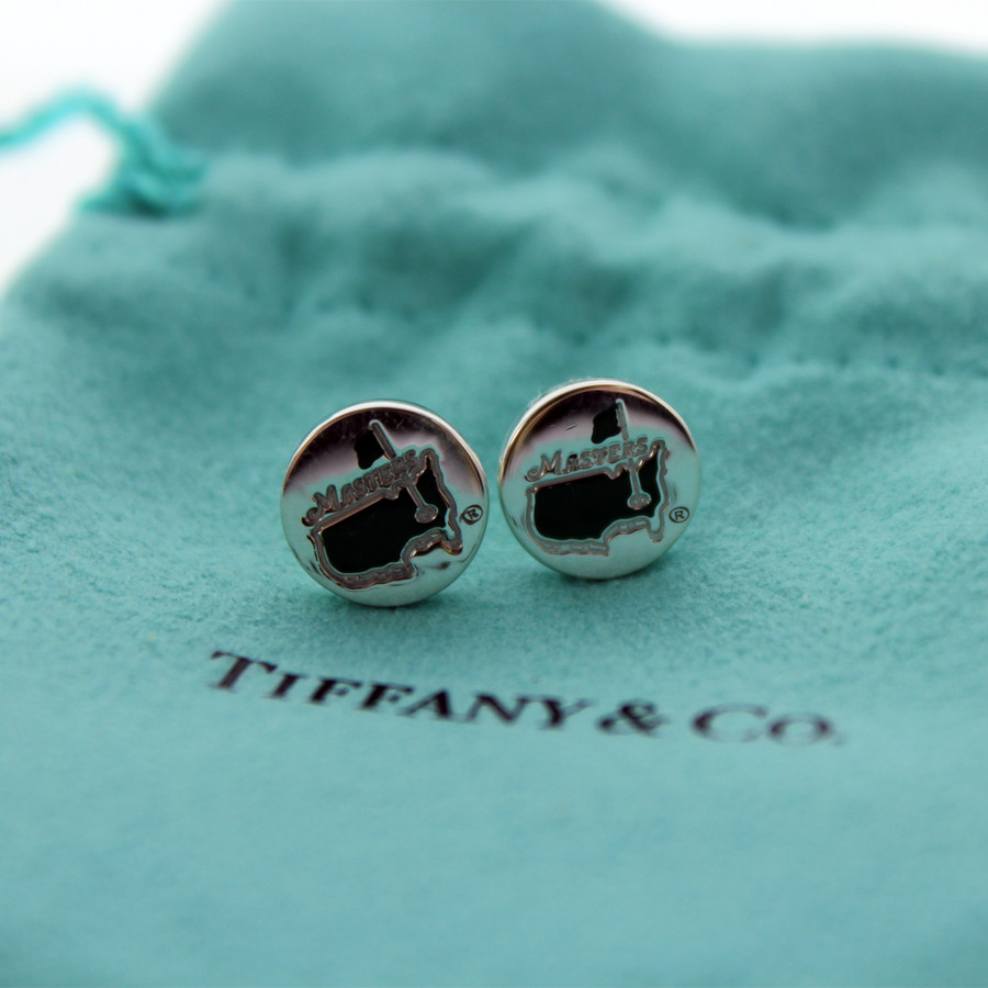 Masters Tiffany Sterling Silver Gren Logo Earring