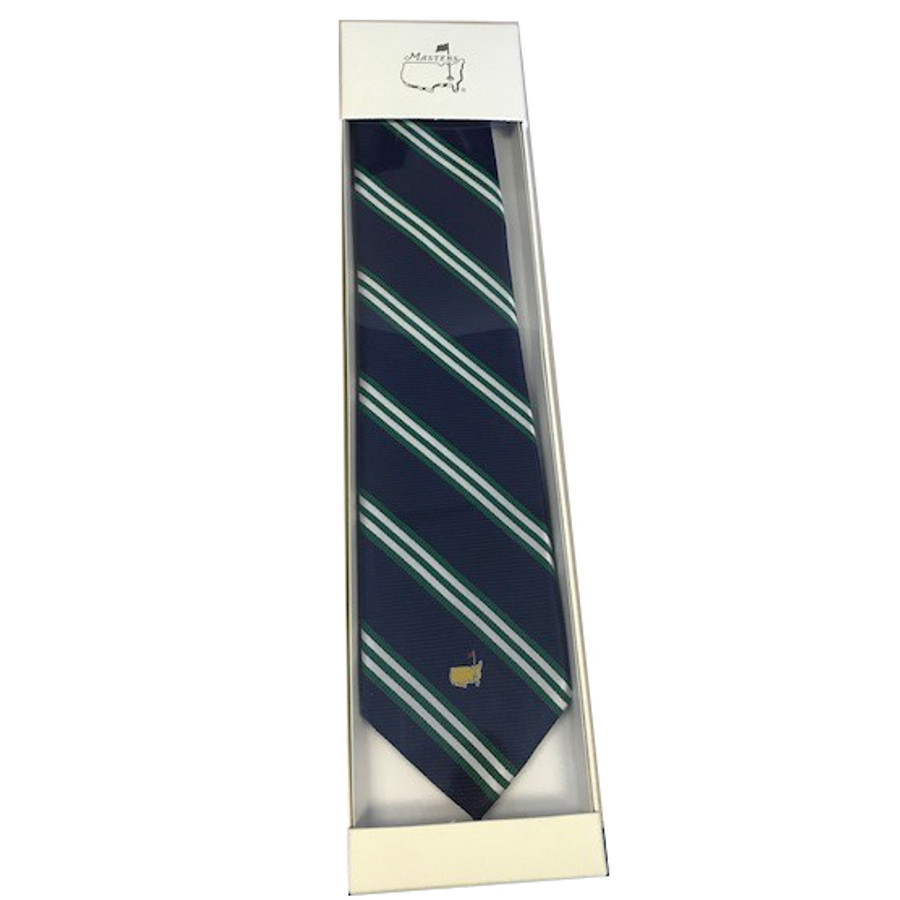Masters Mens Neck Tie - Navy & Green Diagonal Stripe