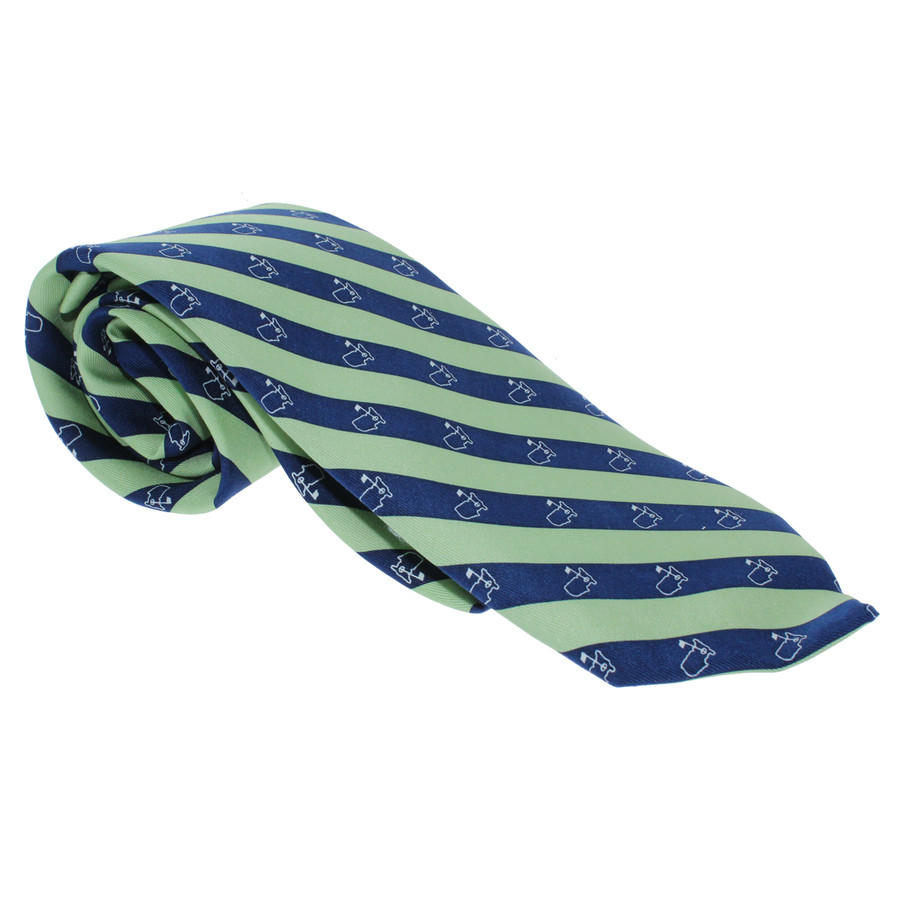 Masters Mens Neck Tie - Lime & Navy Logo Diagonal