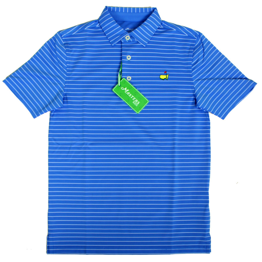 Masters Youth Performance Golf Shirt - Light Blue and White