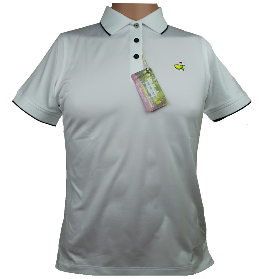 Masters Magnolia Lane White & Navy Performance Tech Golf Shirt