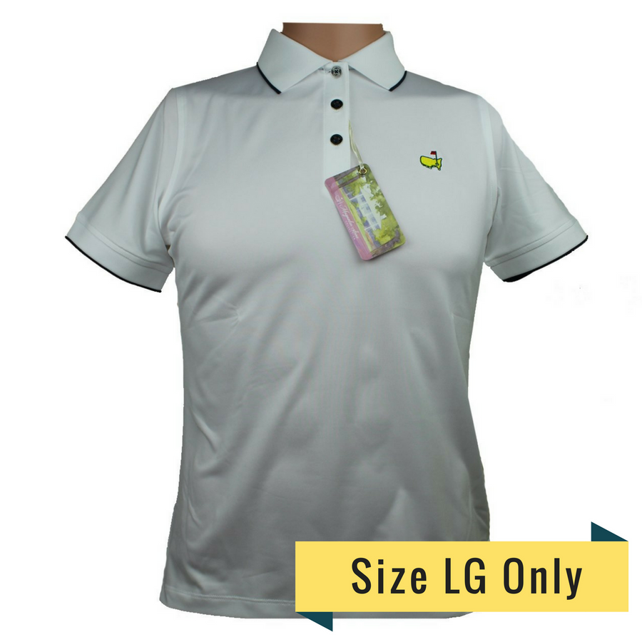 Masters Magnolia Lane White & Navy Performance Tech Golf Shirt