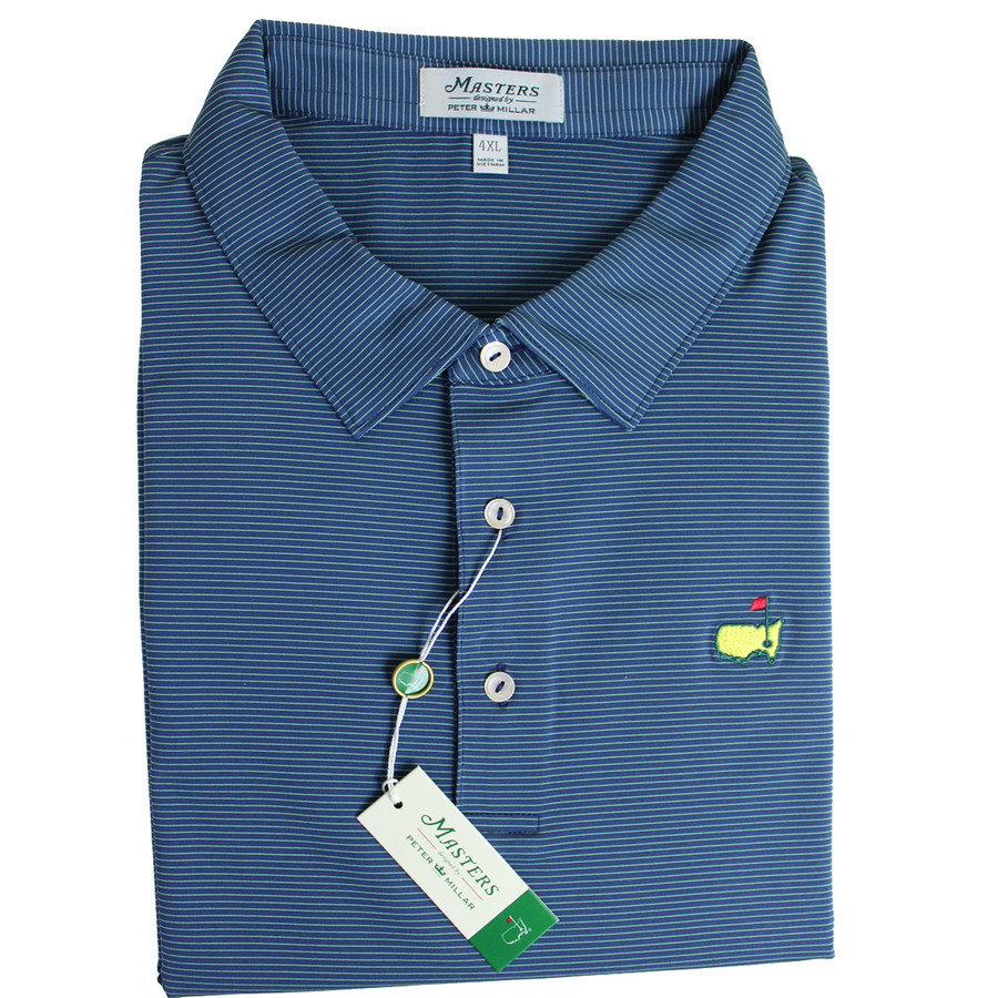 Masters Peter Millar Navy & Lime Striped Performance Tech Golf Shirt