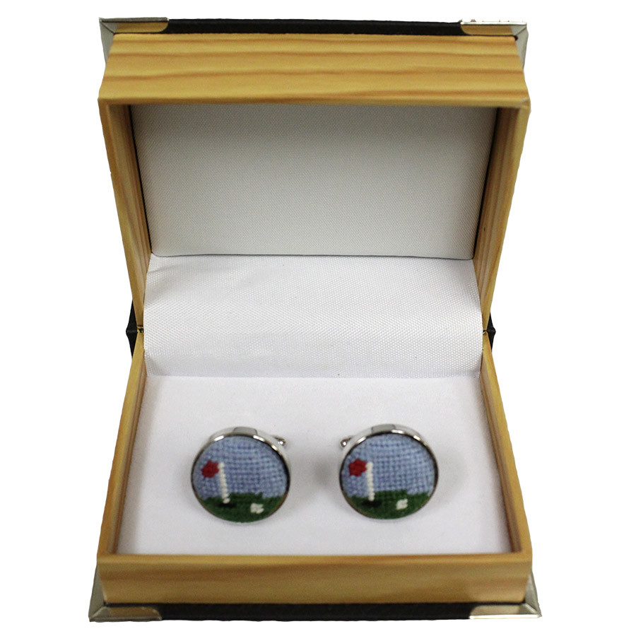 Smathers & Branson Golf Course Cufflinks in Wooden Box