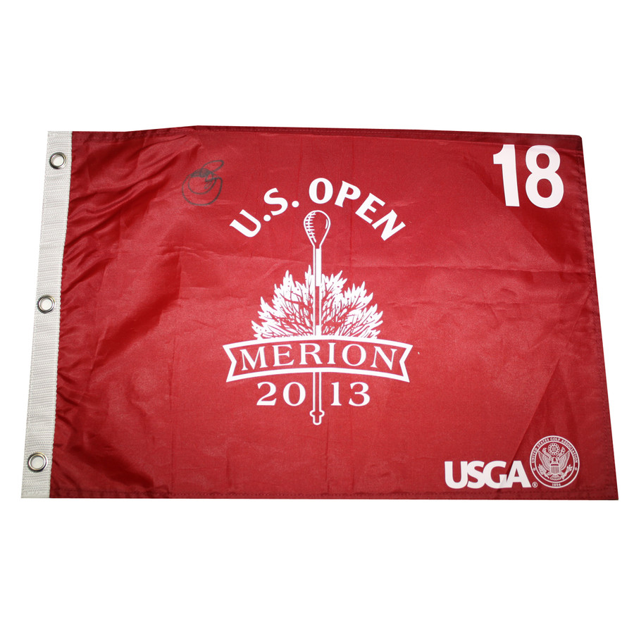 Rory McIlroy Autographed 2013 US Open Merion Red Screen Print Flag