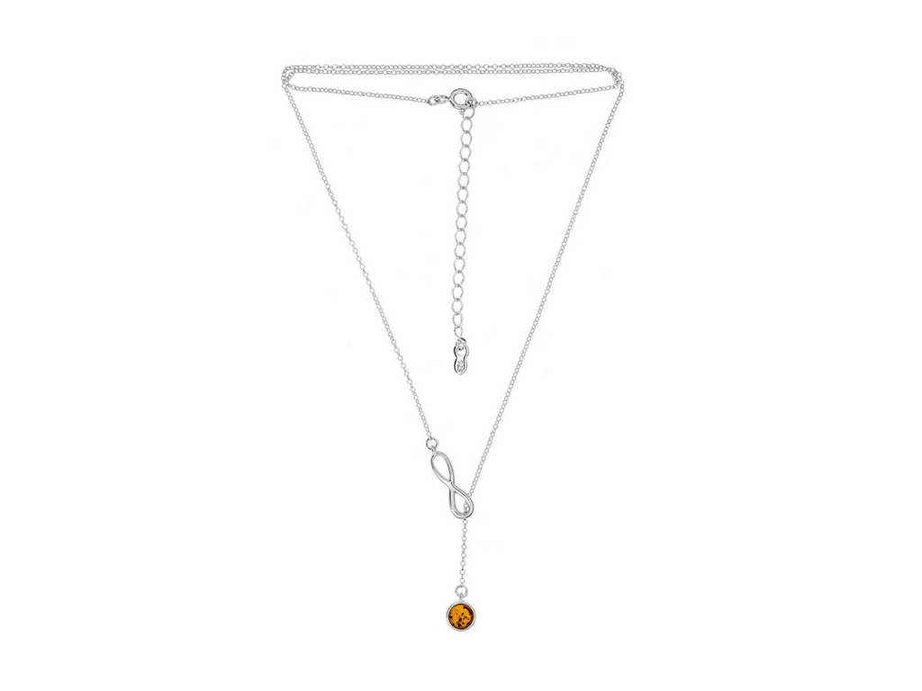 Adjustable Baltic amber moon shape pendant necklace