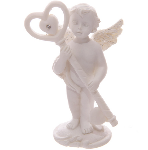 Cherub Holding Heart Crystal Key
