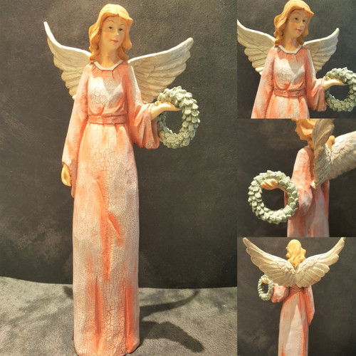 Angel Table Display Ornament Hand Painted With Shimmer Angel Wings