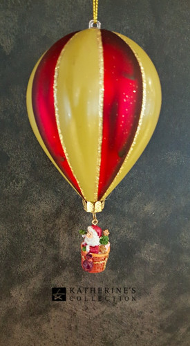 Santa Hot Air Ballon Glass Tree Decoration