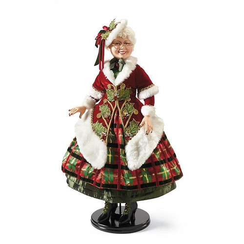Katherine's Collection Tartan Traditions Mrs Clause Doll Display, Handmade & Hand Painted Lavish Materials