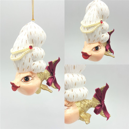 Madame Kissing Fish Christmas Tree Ornament Display.