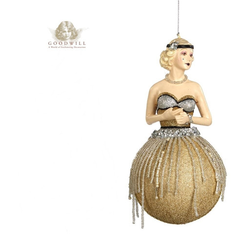 Gatsby Gold Bauble Lady Christmas Tree Decoration Large Display