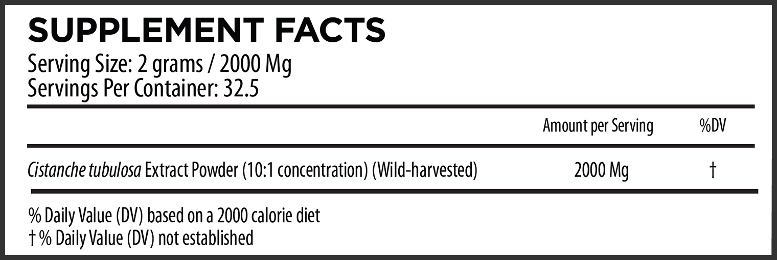 Cistanche Tubulosa Extract Supplement Fact Cistanche Tubulosa Extract Supplement Fact