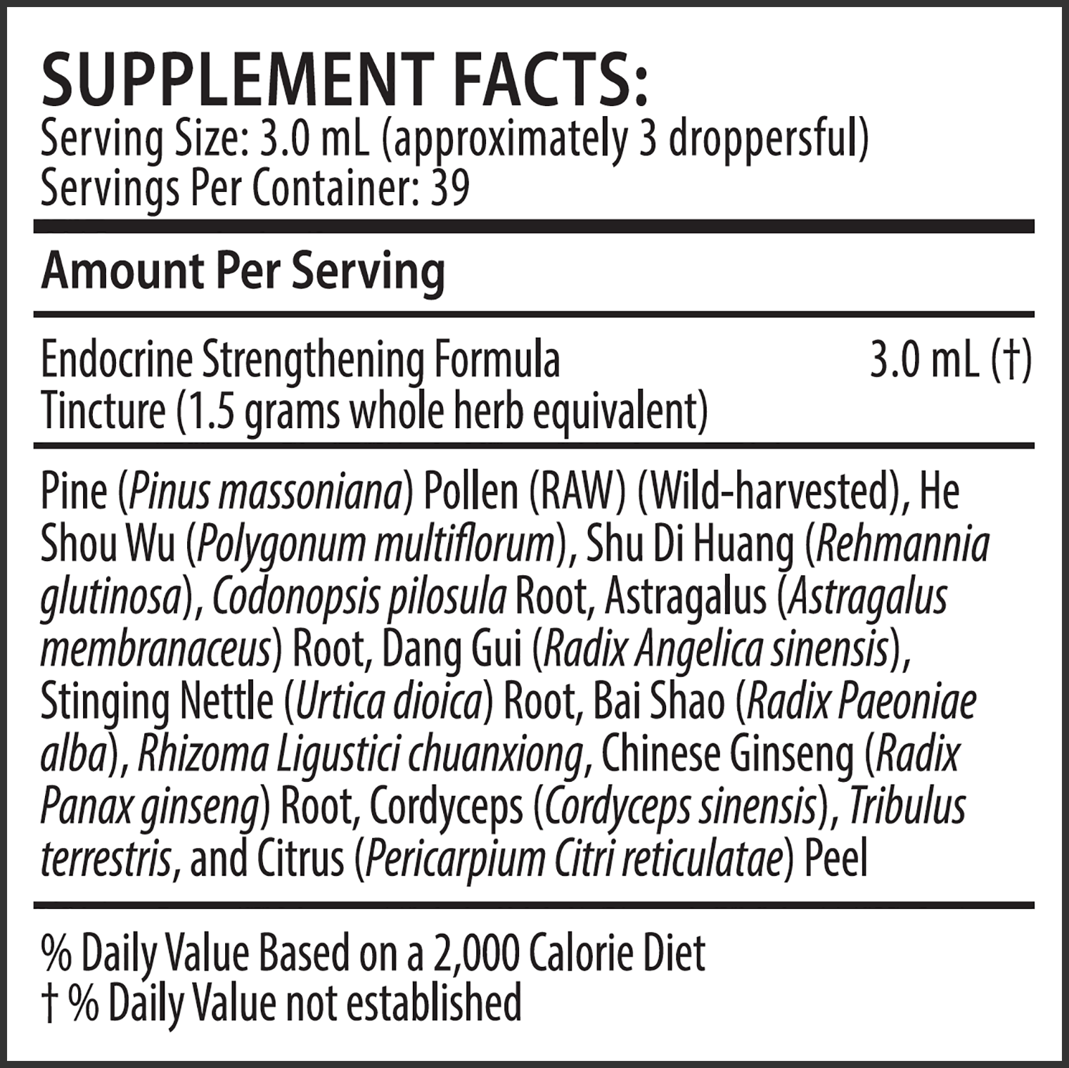 Endocrine Strengthening Formula Supplement Facts Endocrine Strengthening Formula Supplement Facts
