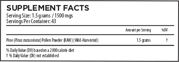 Pine Pollen Supplement Facts 65 Grams Pine Pollen Supplement Facts 65 Grams