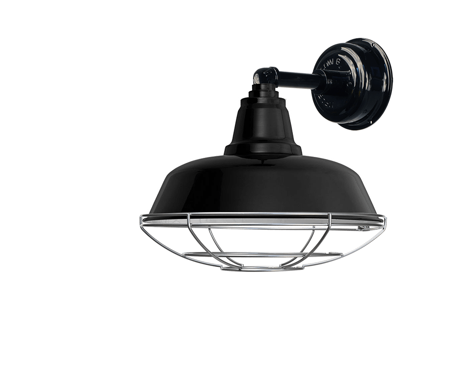 customizable goodyear barn sconce with cage