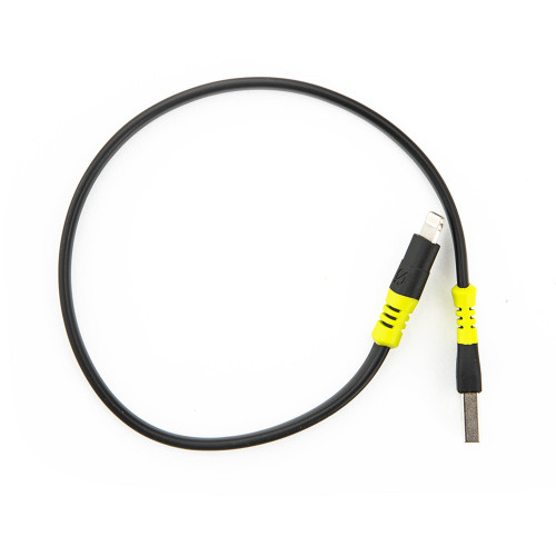 The USB to Lightning Connector Cable 82008 from GOAL ZERO powers your iPhone or iPad using a user-supplied USB power adapter. This cable features a length of 10" and comes with a USB Type-A male connector on one end and a Lightning male connector on the other end.