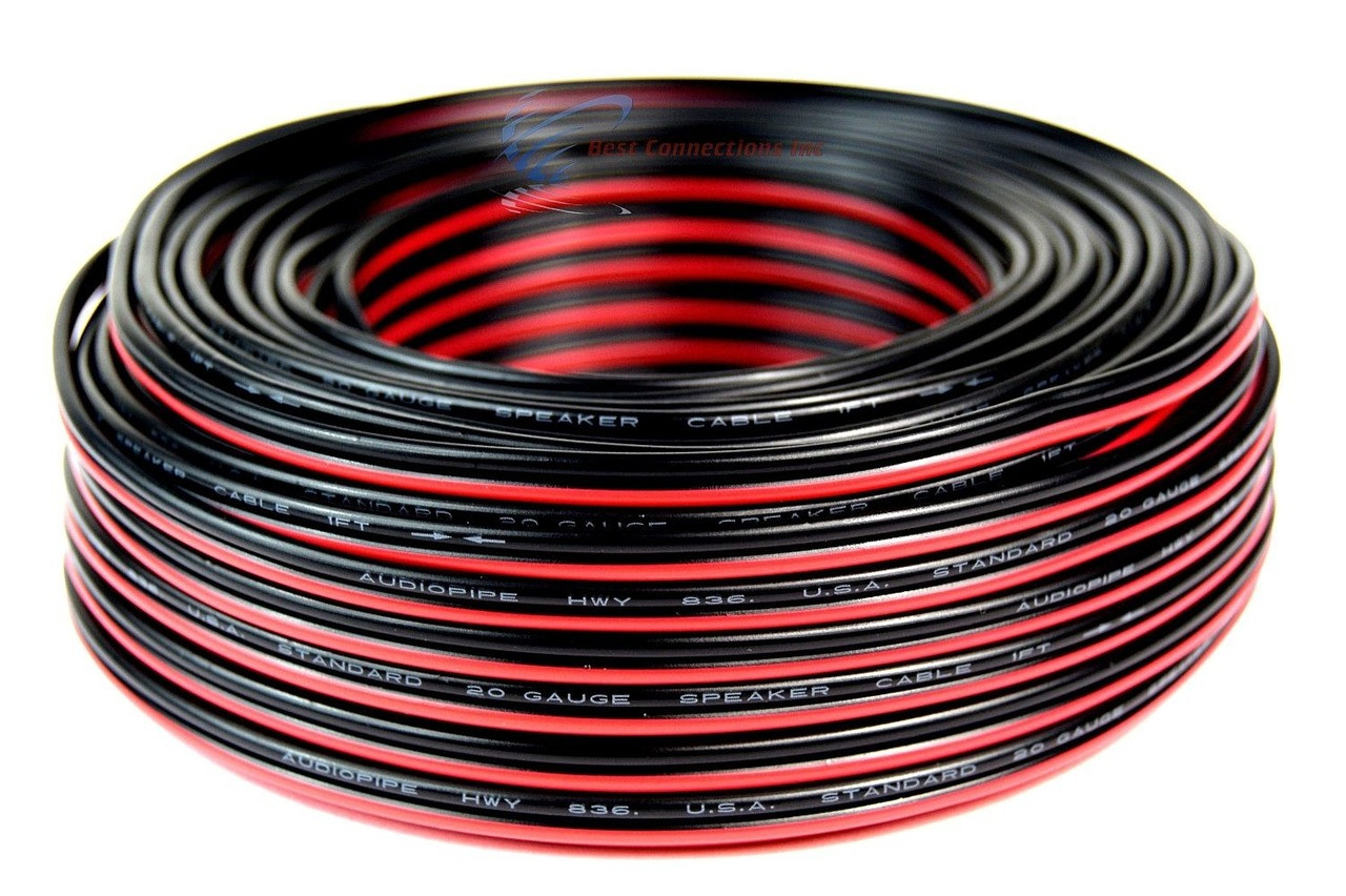 Audiopipe 100 Feet 20 GA Gauge Red Black 2 Conductor Speaker Cable