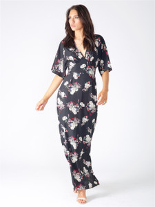 Black Floral Side Split Maxi Dress