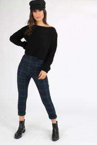 Black Chunky Knit Wide Neck Crop