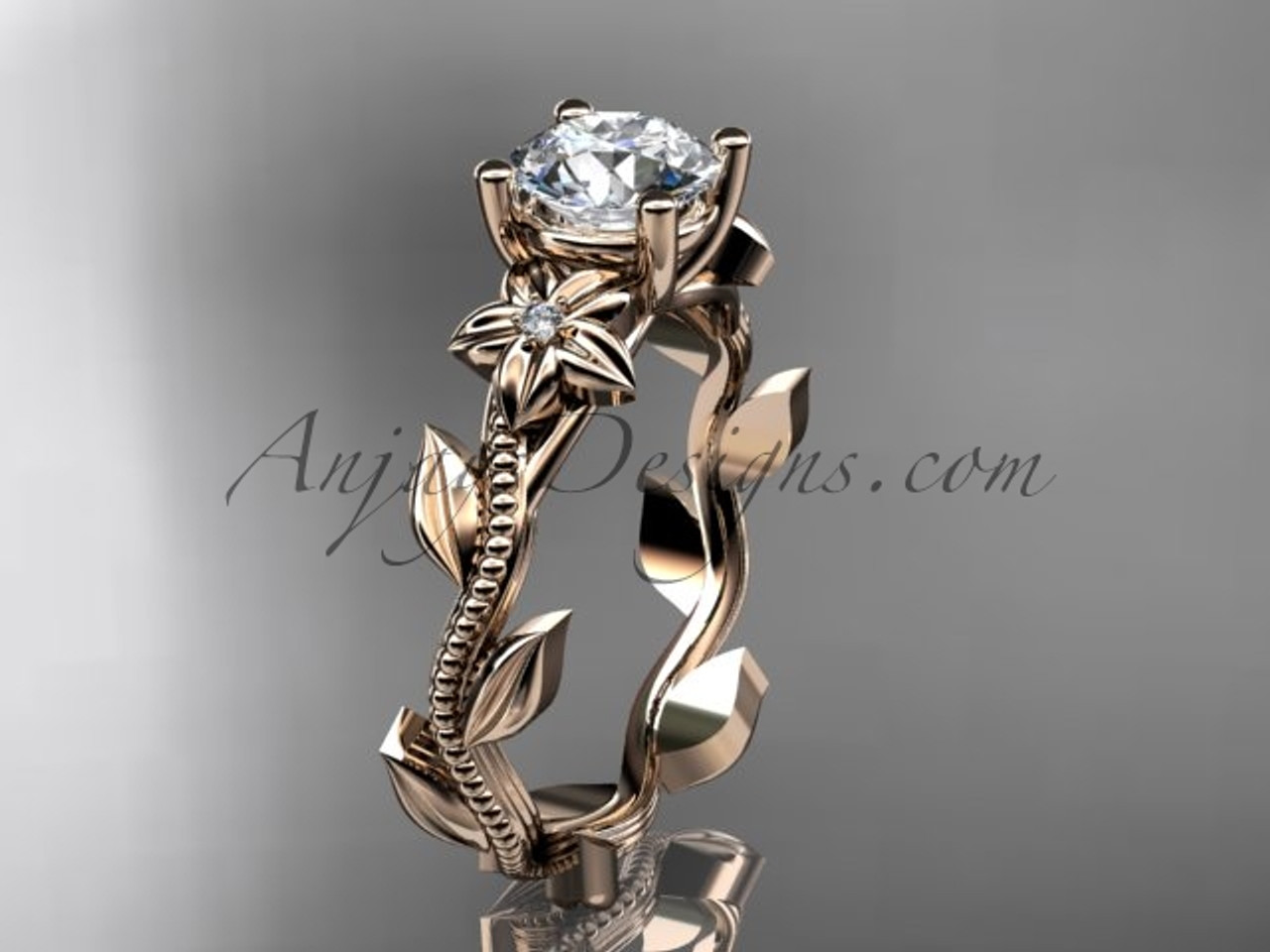 rose gold ring design for female unique flower rings adlr238