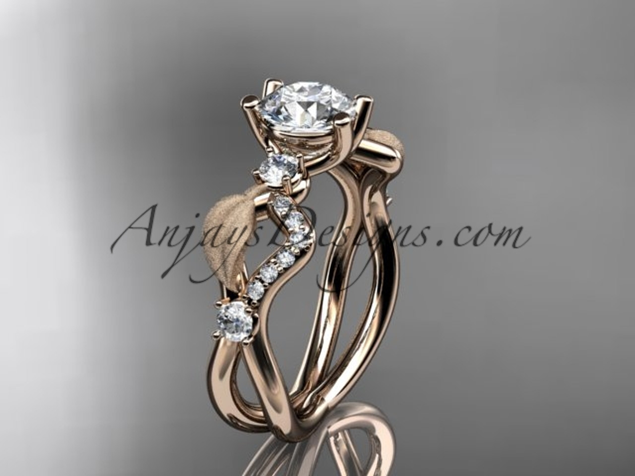 14k Rose Gold Diamond Leaf And Vine Wedding Ring Engagement 14k Rose Gold Diamond Leaf And Vine Wedding Ring Engagement Adlr68