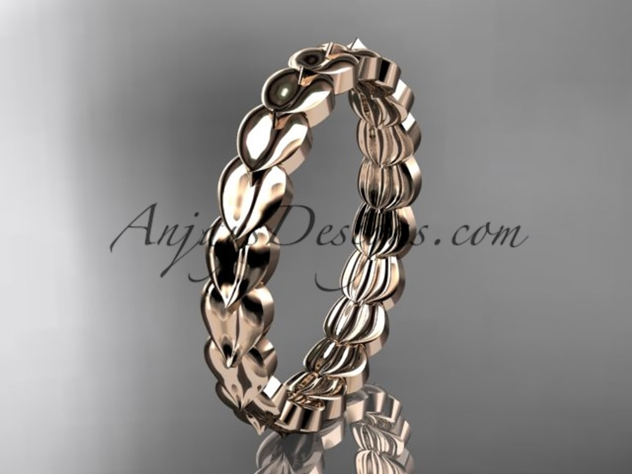 14kt Rose Gold Leaf Wedding Ring Engagement Band 14kt Rose Gold Leaf Wedding Ring Engagement Band Adlr35b