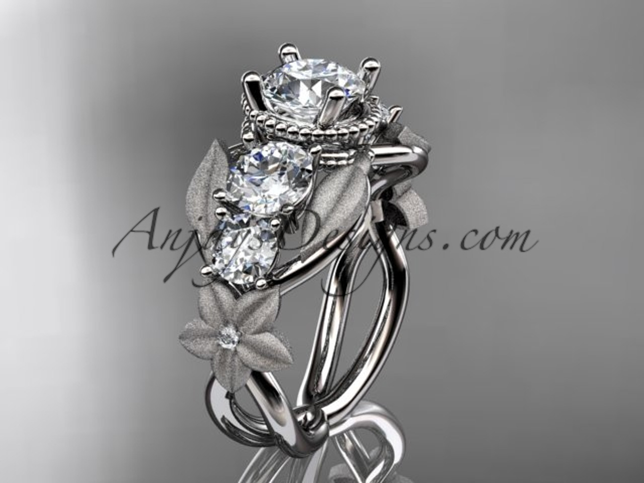 14kt White Gold Diamond Fl Leaf And Vine Wedding Ring Engagement 14kt White Gold Diamond Fl Leaf And Vine Wedding Ring Engagement Adlr69