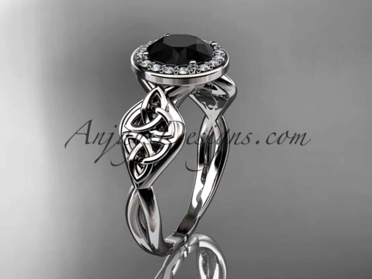 14kt white gold diamond celtic trinity knot engagement ring wedding ring