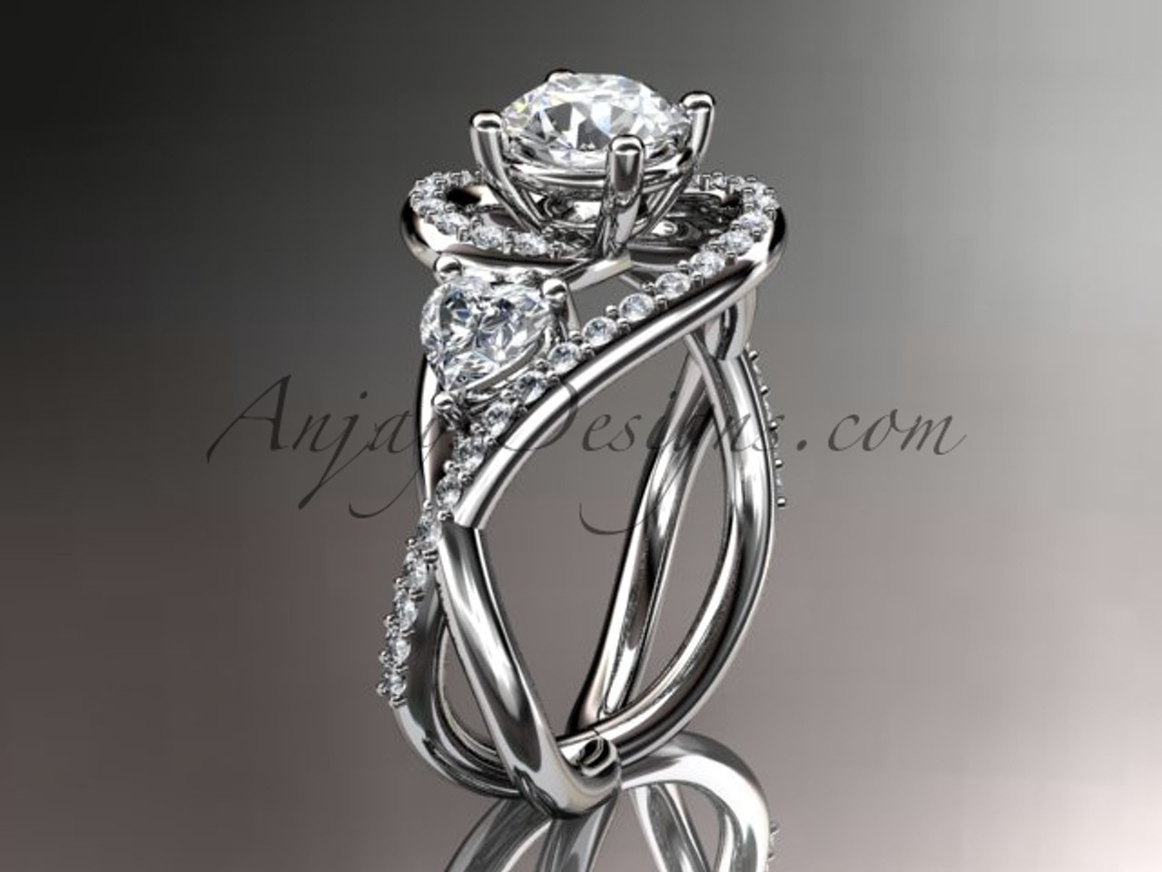unique 14kt white gold diamond engagement ring wedding ring
