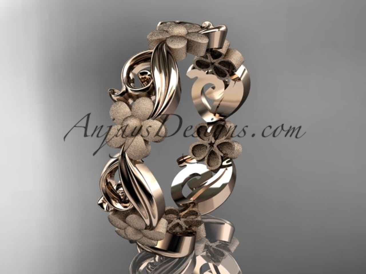 14kt Rose Gold Flower Wedding Ring Engagement Band ADLR191G 14kt Rose Gold Flower Wedding Ring Engagement Band ADLR191G