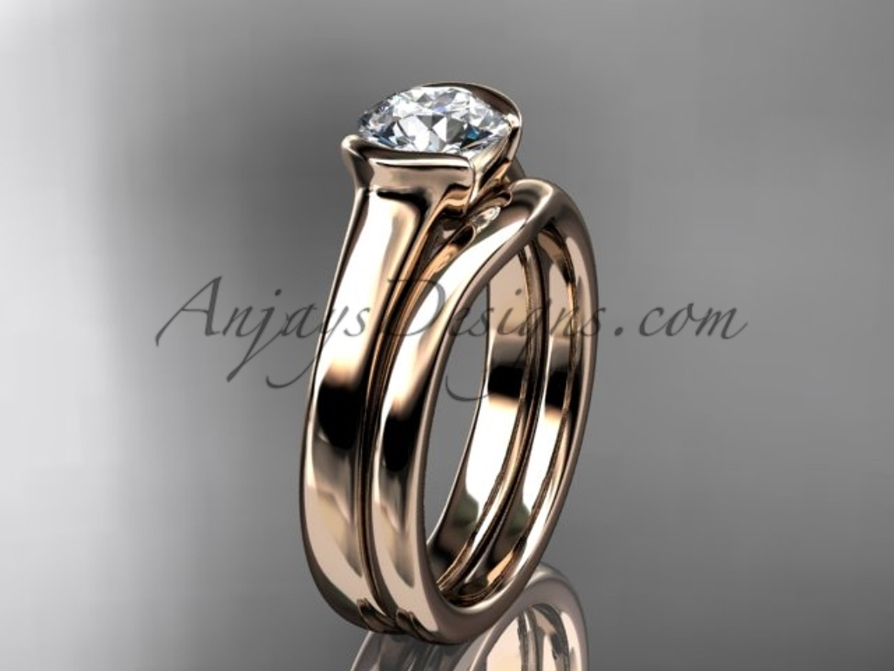 Simple Wedding Ring Sets Rose Gold Moissanite Vd10016s