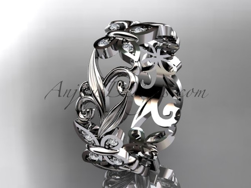 Platinum diamond leaf and vine butterfly wedding ring engagement ring wedding band Find the Unique Diamond Engagement rings