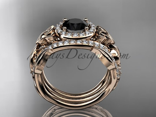 Double Band Black Diamond Ring 14kt Rose Gold Ct7300s Double Band Black Diamond Ring For Women 14kt Rose Gold Celtic Trinity Knot Wedding