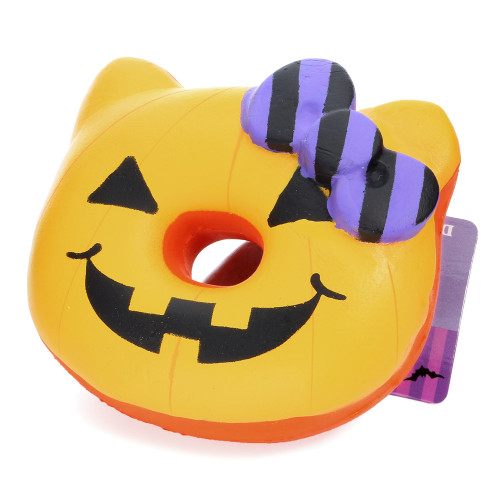 Sanrio Hello Kitty Halloween Jack-o'-Lantern Yellow Pumpkin Donut Squishy Toys Charms