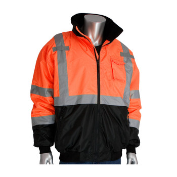 ANSI CLASS 3 SAFETY BOMBER JACKET BLACK BOTTOM, ZIP OUT FLEECE ANSI CLASS 3 SAFETY BOMBER JACKET BLACK BOTTOM, ZIP OUT FLEECE