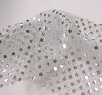 3MM Sequins on A/Knit Solid White/Silver 3MM Sequins on A/Knit Solid White/Silver