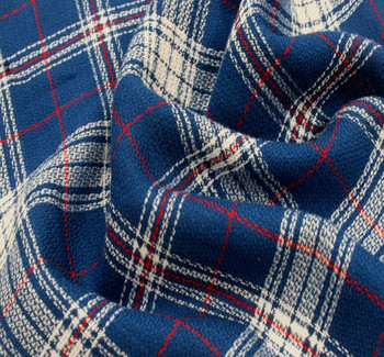 Rayon Yarn Dyed Plaid 1D993 Royal White Red Rayon Yarn Dyed Plaid 1D993 Royal White Red